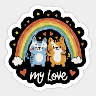 My Rainbow Cat is My Valentine Sticker